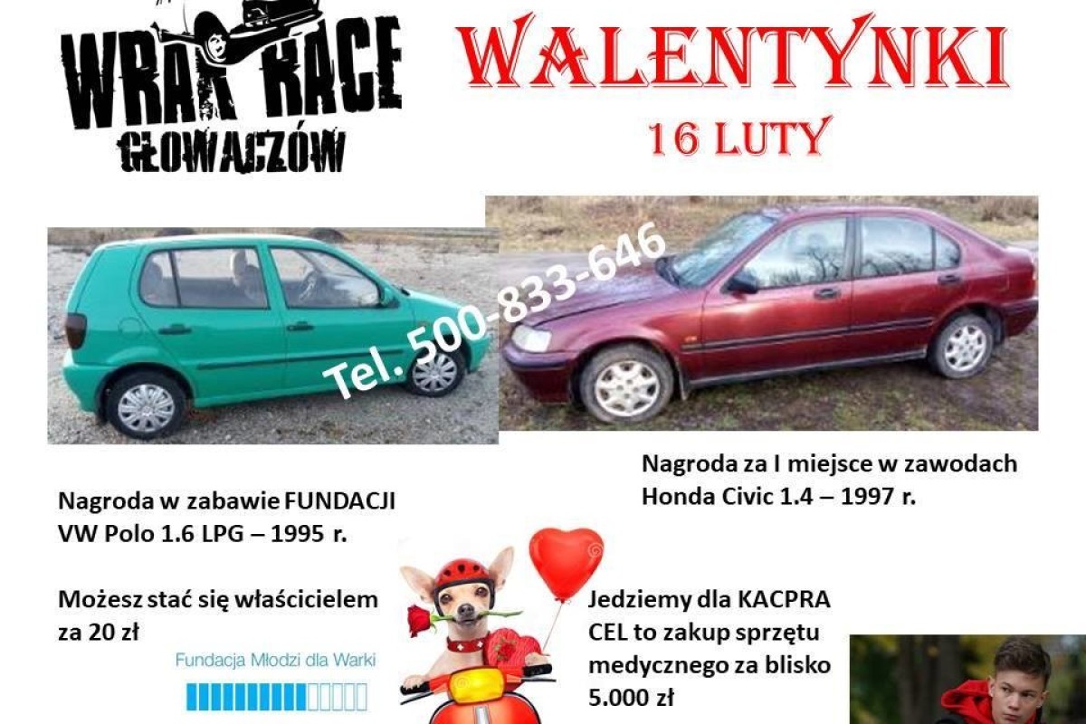 Walentynkowy Wrak Race w Głowaczowie - jedziemy dla Kacpra!