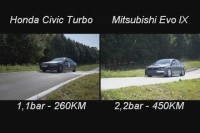 Honda Civic Turbo vs Mitsubishi Evo IX - onboard comparison